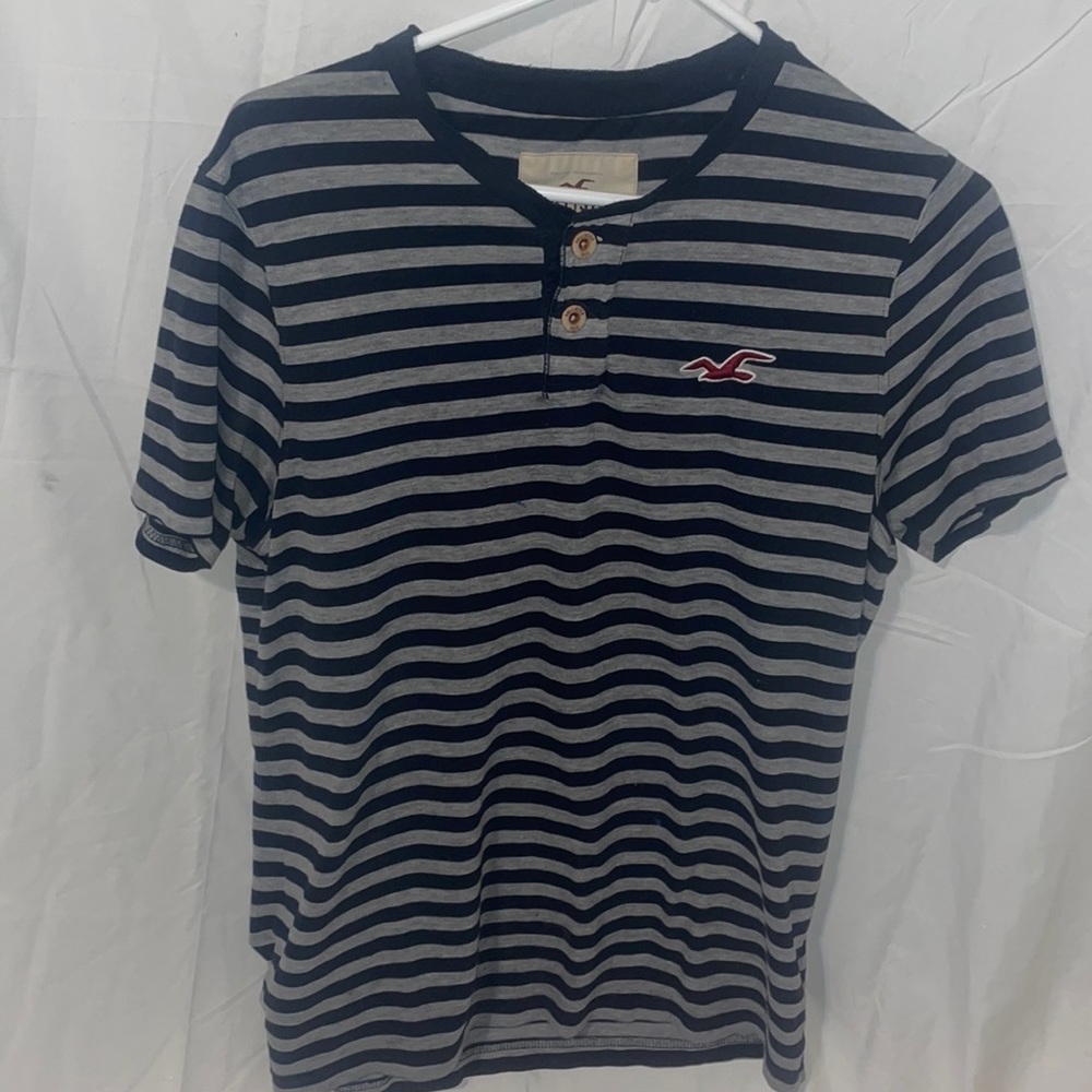 Hollister striped quarter button t-shirt